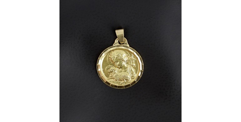 Médaille de l'enfant et l'agneau en or jaune 750/ème