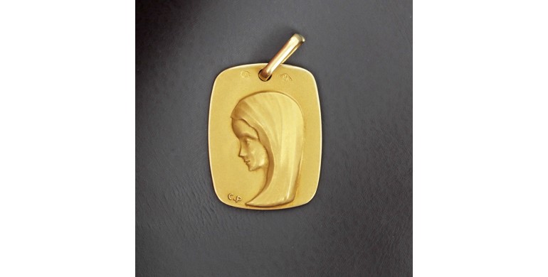 Médaille de baptême Sainte Vierge en or jaune 750/ème - B10144