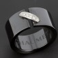 Bague Chaumet en céramique noire nacrée et diamants, collection Lien -B10156
