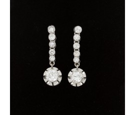 Pendants d'oreilles platine et diamants -B10153