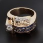 Bague tank en or jaune 750/ème  diamants et saphirs  -B10180