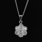 Chaine maille plate en or blanc 750/ème et pendentif orné de diamants-B10198