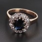 Bague marguerite en or jaune 750 ‰ saphir et diamants - B10203
