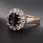 Bague marguerite en or jaune 750 ‰ saphir et diamants - B10203