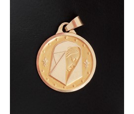 Médaille de baptême de la Vierge au Lys en or jaune 750 ‰ -B10214