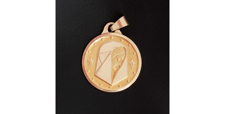 Médaille de baptême de la Vierge au Lys en or jaune 750 ‰ -B10214