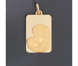 Médaille de baptême " Vierge à l'Enfant" en or jaune 750 ‰ - B10218