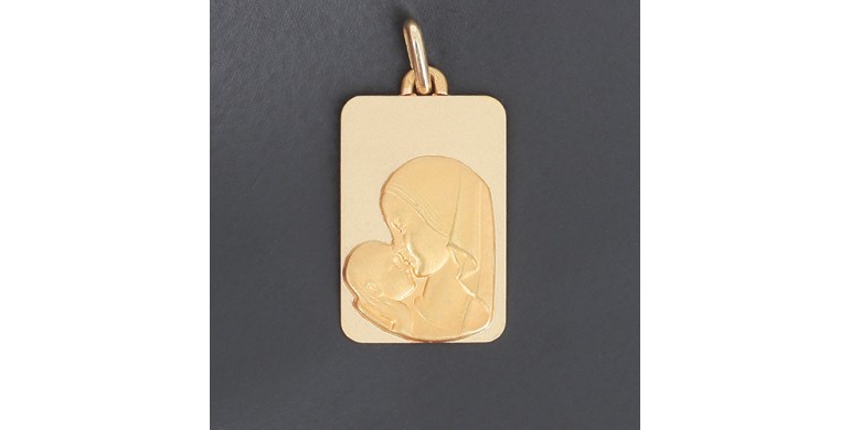 Médaille de baptême " Vierge à l'Enfant" en or jaune 750 ‰ - B10218
