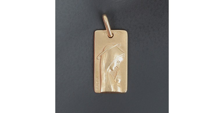 Médaille  Augis rectangulaire de la "Vierge" en or jaune 750‰ -B10221