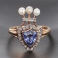 Bague duchesse en or jaune 750 ‰  saphir du Sri Lanka (ceylan) non chauffé et diamants - B10237