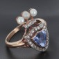 Bague duchesse en or jaune 750 ‰  saphir du Sri Lanka (ceylan) non chauffé et diamants - B10237
