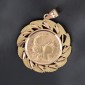 Pendentif à motif de palme en or jaune 750 ‰ 20 Francs or Marianne Coq -B10245