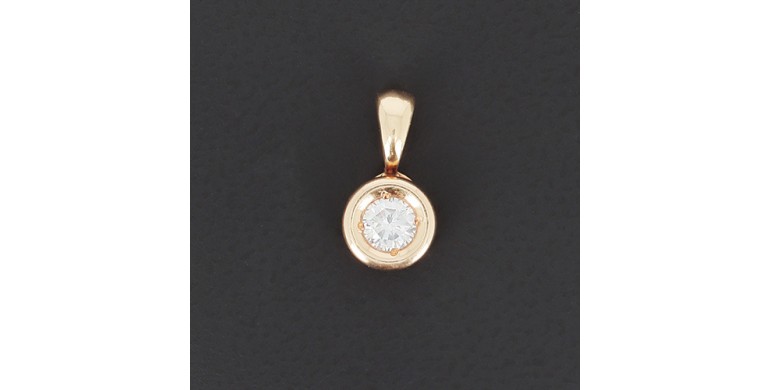 Pendentif solitaire en or jaune 750 ‰ et diamant - B10250