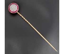 Epingle à cravate en or jaune 750 ‰ diamants et rubis -B10269
