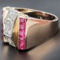Bague tank en or jaune 750 ‰ rubis et diamants -B10273