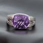 Bague moderne en or blanc 750 ‰  améthyste et diamants - B10281
