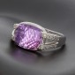 Bague moderne en or blanc 750 ‰  améthyste et diamants - B10281