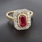 Bague ancienne en or jaune 750 ‰ rubis et diamants -B10319