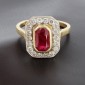 Bague ancienne en or jaune 750 ‰ rubis et diamants -B10319