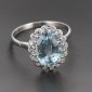 Bague ancienne en or blanc 750 ‰ aigue-marine et diamants -B10279