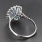 Bague ancienne en or blanc 750 ‰ aigue-marine et diamants -B10279