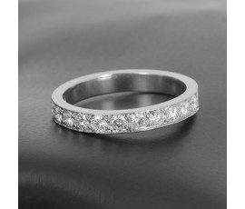 Alliance semi-diamantée en platine - B10325