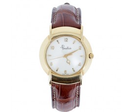Montre Pomellato en or jaune 750 ‰ , bracelet cuir, mouvement quartz -B10329