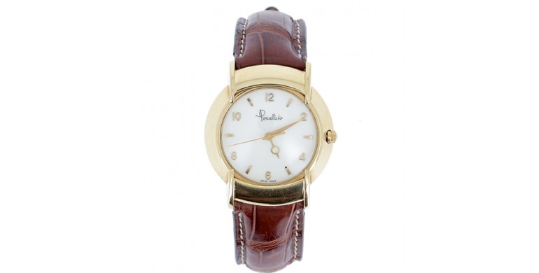 Montre Pomellato en or jaune 750 ‰ , bracelet cuir, mouvement quartz -B10329