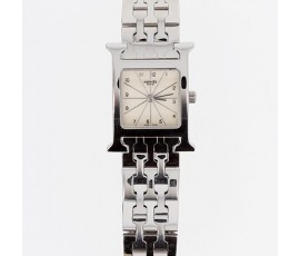 Montre HERMES Heure H , boitier et bracelet acier, boucle déployante-B10351