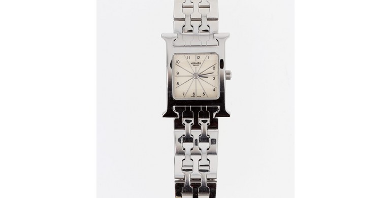 Montre HERMES Heure H , boitier et bracelet acier, boucle déployante-B10351