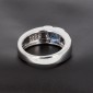 Bague en or 750 ‰ rhodiée , saphir et diamants- B10352
