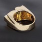 Bague tank en or jaune 750 ‰  diamants et saphirs calibrés -B10354