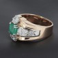 Bague bandeau or jaune 750‰  émeraude et diamants - B10356
