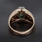 Bague bandeau or jaune 750‰  émeraude et diamants - B10356