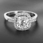 Solitaire en or blanc 750 ‰ présentant un diamant taille ancienne de 1,83 ct certifié HRD : K/SI1 entouré de diamants -B10386