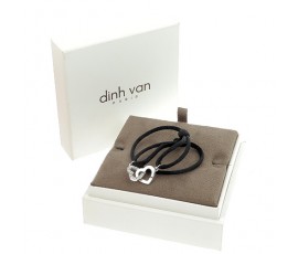 Bracelet Dinh Van Double Cœurs R9 Or Blanc Diamants de 0,08 ct - 9 mm - 1,20 gr - B10394