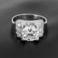Bague art déco en platine présentant un diamant rond brillant de 2,75 ct certifié HRD entouré de diamants certifiés -B10395