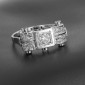 Bague art déco en or blanc 750 ‰ et platine présentant un diamant taille brillant et diamants taille rose - B10359
