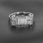 Bague art déco en or blanc 750 ‰ et platine présentant un diamant taille brillant et diamants taille rose - B10359