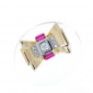 Bague tank en or jaune 750‰  diamant central de 0,25 ct, rubis calibrés et diamants taille rose - B1041913,20 gr - Tdd : 57