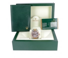 ROLEX Oyster Datejust 116231 en or rose et acier, verre saphir, chiffres romains, bracelet oyste, papier et boîte -B10446
