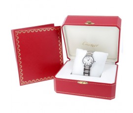Montre CARTIER Ronde Solo 2933 acier, bracelet acier, modèle quartz vendue, papier et boîte -B10454