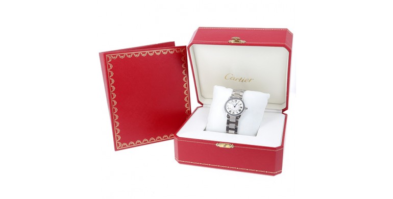 Montre CARTIER Ronde Solo 2933 acier, bracelet acier, modèle quartz vendue, papier et boîte -B10454