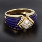 Bague Boucheron en or jaune 750 ‰ modèle "Mana" ,diamants et Lapis Lazuli -B10481