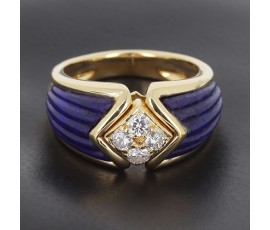 Bague Boucheron en or jaune 750 ‰ modèle "Mana" ,diamants et Lapis Lazuli -B10481