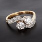 Bague toi et moi en or jaune 750 ‰ et diamants -B10484