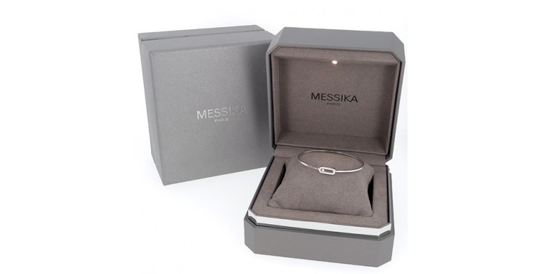 MESSIKA Bracelet  Jonc en or blanc 750‰  flex Move Uno pavé diamants PM taille M - B10488