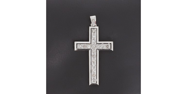 Croix Art déco en platine présentant un ensemble de 18 diamants taille 8/8è pour 1ct env - B10491