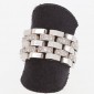CHIMENTO, collection Double. Bague double maillons mobiles en or blanc 750 ‰ avec diamants -B10508