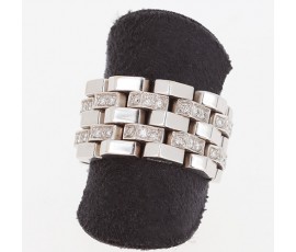 CHIMENTO, collection Double. Bague double maillons mobiles en or blanc 750 ‰ avec diamants -B10508